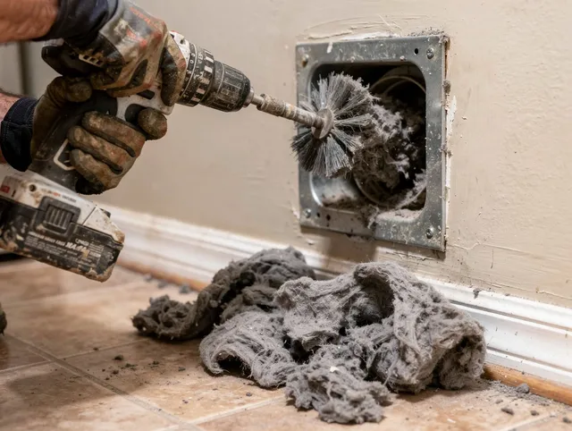 Certified Spring Hill Dryer Vent Cleaning technician performing dryer vent cleaning in Spring Hill